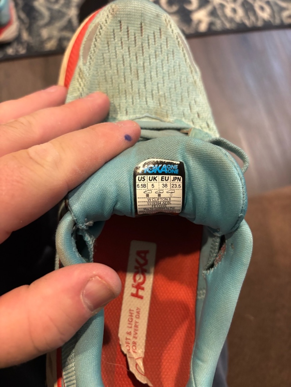 Hoka Women's Aqua Running Shoes with Coral Accent - Picture 6 of 6